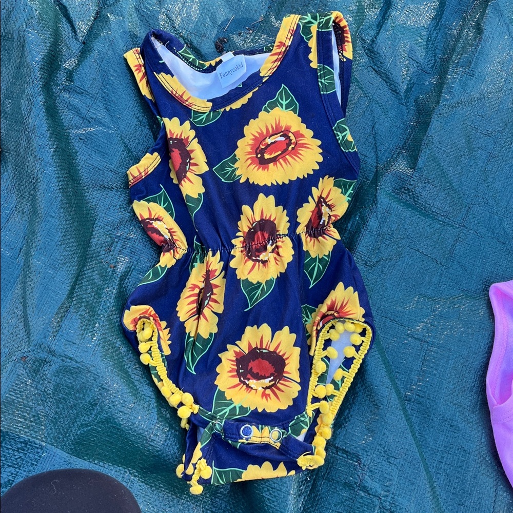 Floral Sunflower Kids One Piece